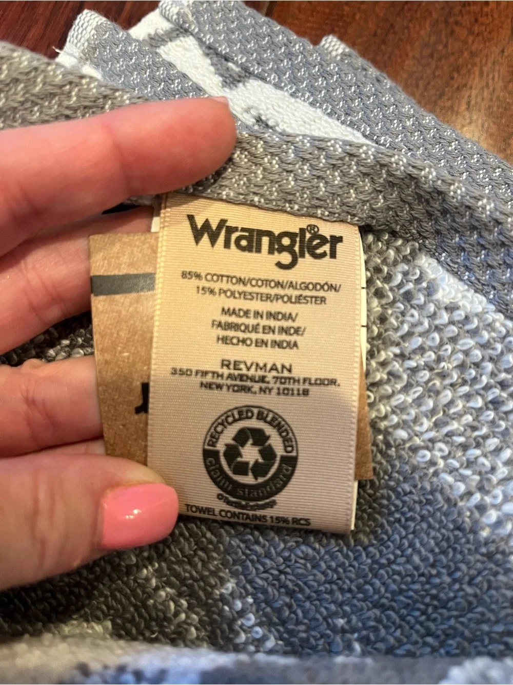 Set of 2 Quick Dry Wrangler Grey Aztec Pattern Bath Towels - Gray & Cream